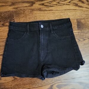 H&M Black High-Waist Denim Short Shorts